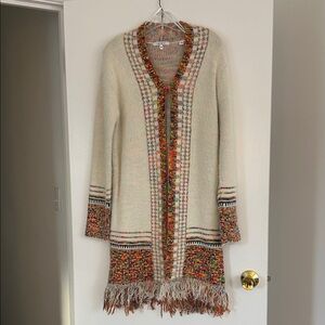 Colorful Fringe Trim Women's Cardigan